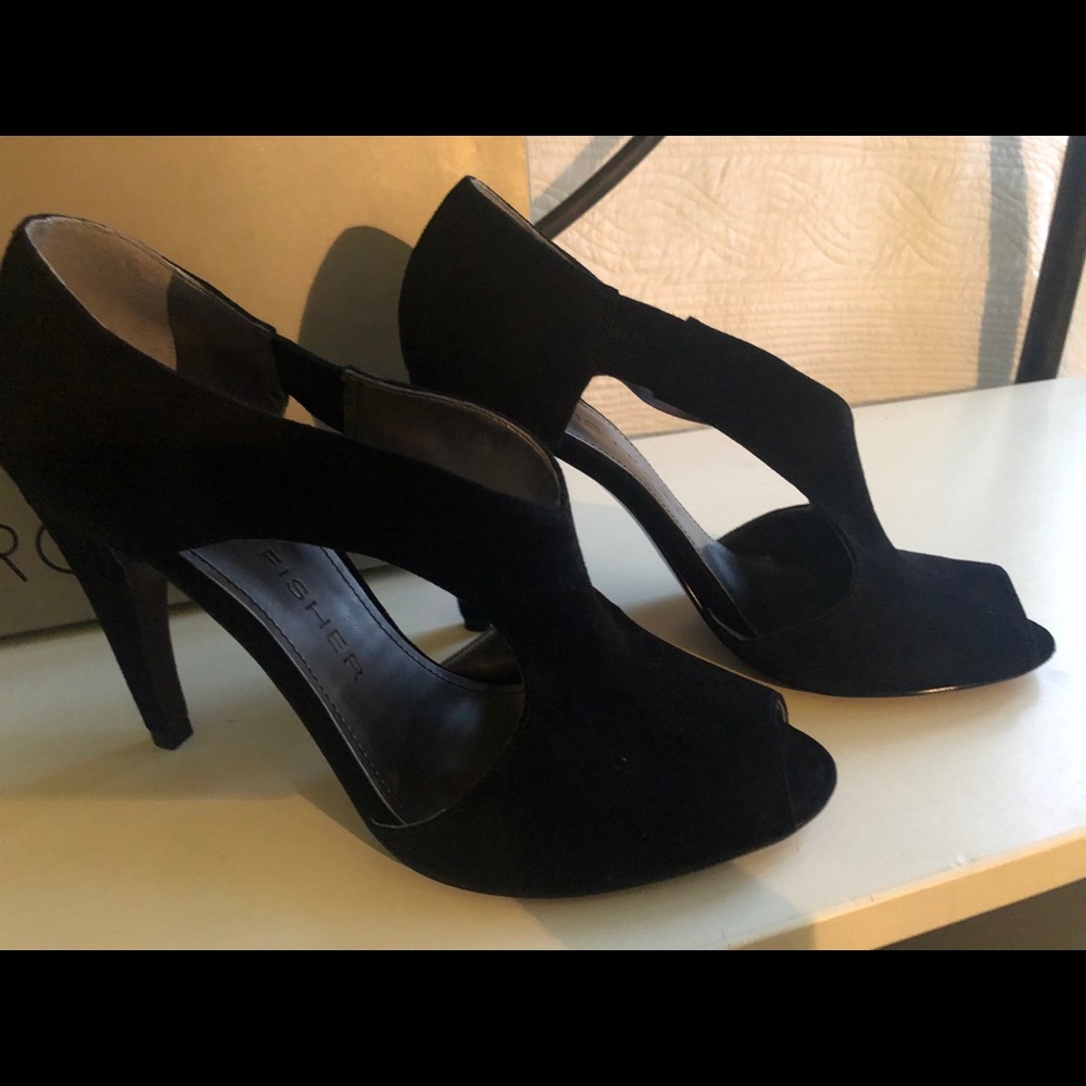 Marc Fisher Black suede slip in Heels